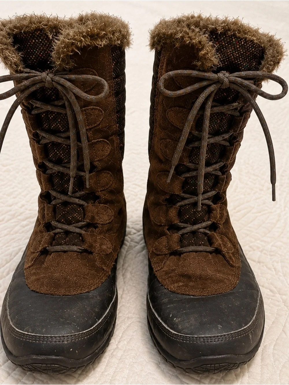The North Face Brown Faux-Fur Lace-Up Winter Boots